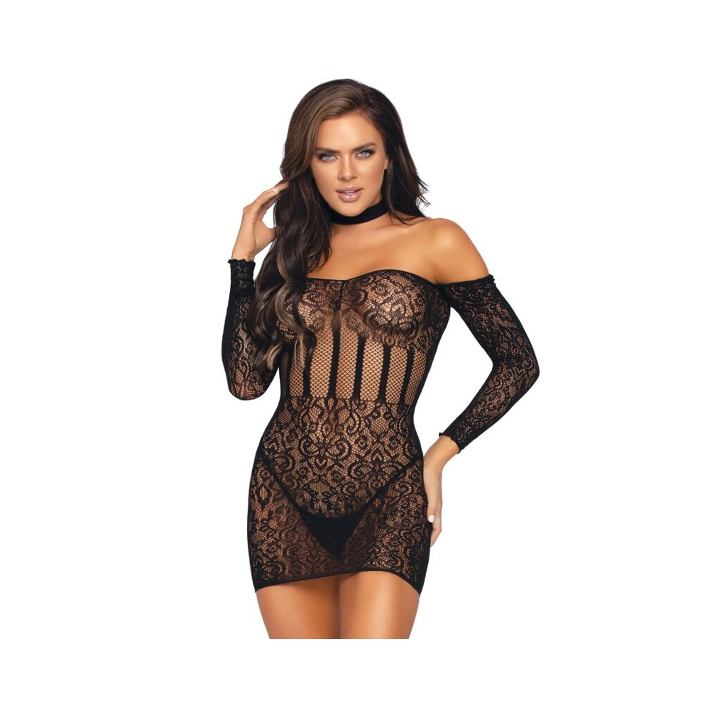 LEG AVENUE MINI-ROBE LONGUE MANCHES LONGUES TAILLE UNIQUE