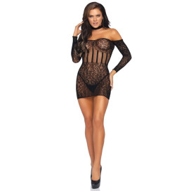 LEG AVENUE MINI-ROBE LONGUE MANCHES LONGUES TAILLE UNIQUE