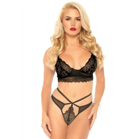 LEG AVENUE SET 2 PIÈCES AVEC THONG À DOUBLE BRIDE M / L