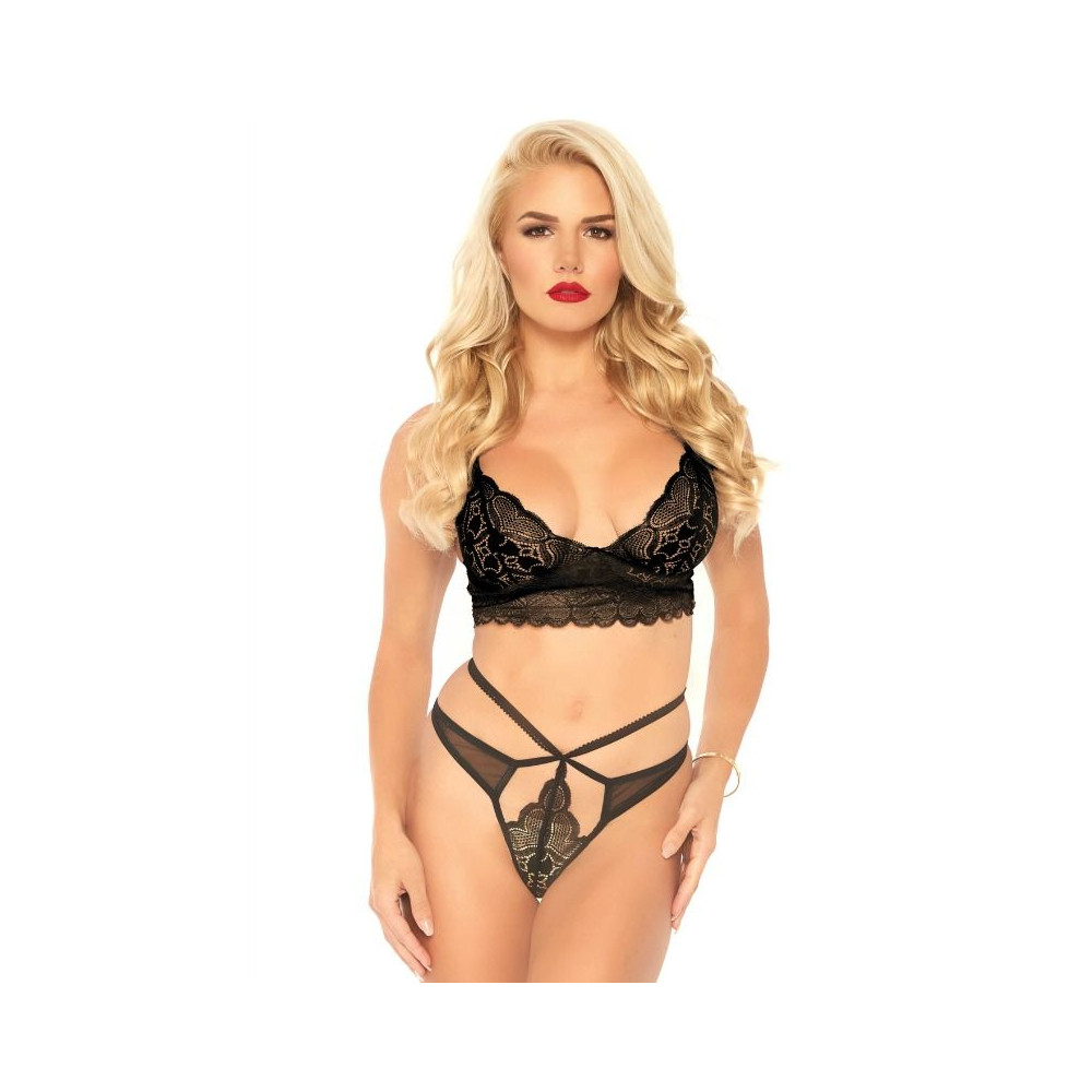 LEG AVENUE SET 2 PIÈCES AVEC THONG À DOUBLE BRIDE M / L