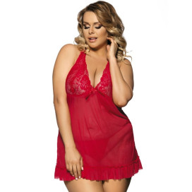 SUBBLIME QUEEN PLUS RED BABYDOLL MOTIFS FLORAUX DANS LES SEINS