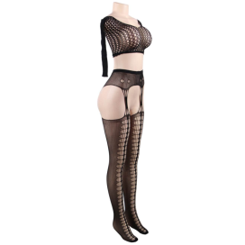 QUEEN LINGERIE BODYSTOCKING TOP À MANCHES LONGUES SL