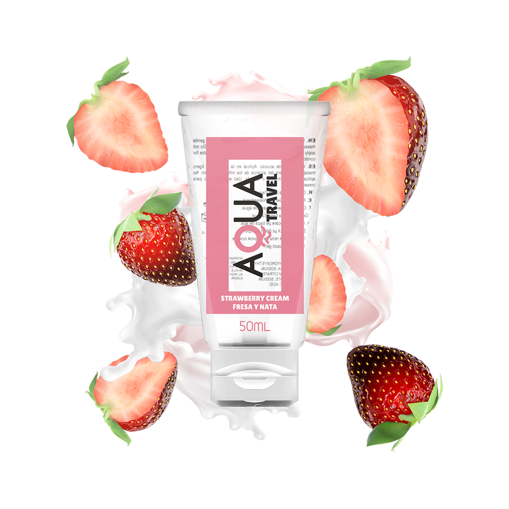 AQUA TRAVEL LUBRIFIANT À BASE D''EAU SAVEUR DE CRÈME FRAISE - 50 ML