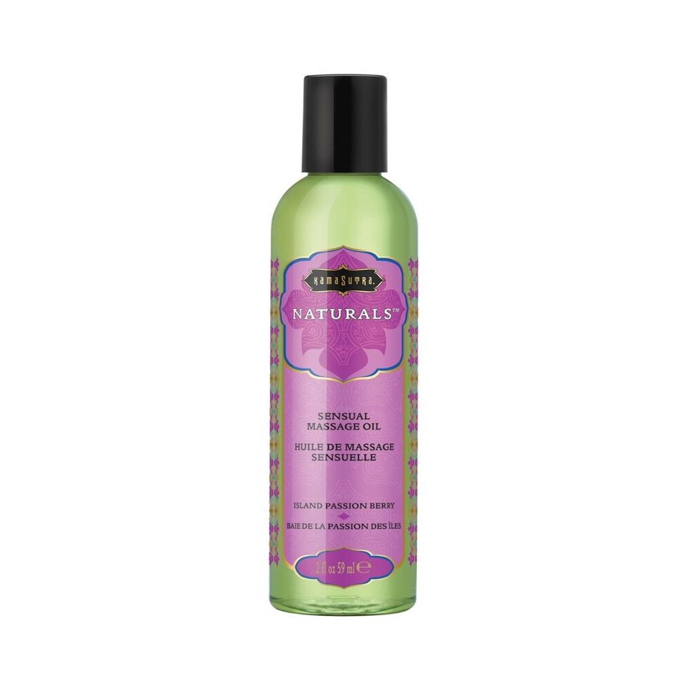 HUILE DE MASSAGE NATURELLE AUX BAIES DE LA PASSION DE L''ÎLE DE KAMASUTRA 59 ML