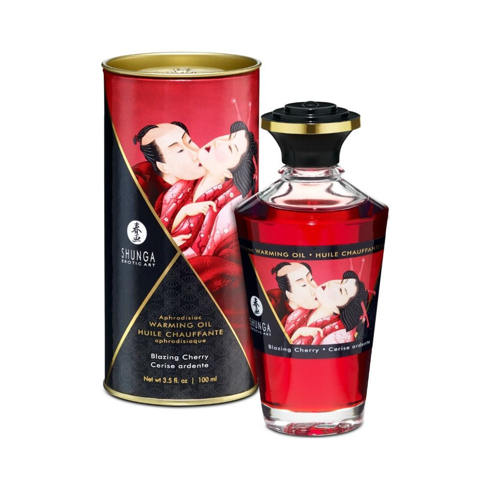 SHUNGA APHRODISIAQUE HUILE CHAUFFANTE CERISE FLAMBANTE 100 ML