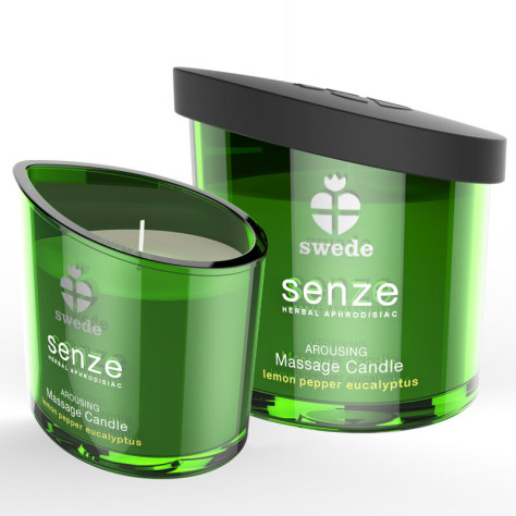 BOUGIE DE MASSAGE EXCITANTE SWEEDE SENZE - CITRON, POIVRE, EUCALYPTUS