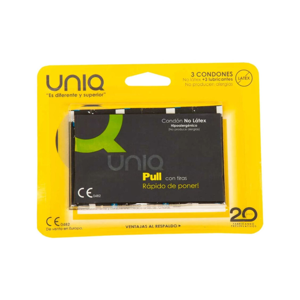 UNIQ PULL PRESERVATIFS SANS LATEX AVEC BANDES 3 UNITES