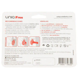 UNIQ FREE PRÉSERVATIFS SANS LATEX AVEC ANNEAU DE PROTECTION 3 UNITÉS