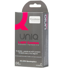 UNIQ LADY CONDOM PRÉSERVATIFS FÉMININS SANS LATEX AVEC PORTE-JARRETELLES 3 UNITÉS