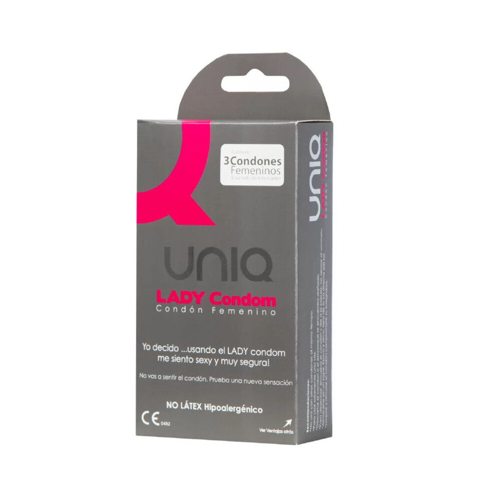 UNIQ LADY CONDOM PRÉSERVATIFS FÉMININS SANS LATEX AVEC PORTE-JARRETELLES 3 UNITÉS