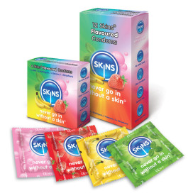 SKINS CONDOM SAVEURS PAQUET DE 12