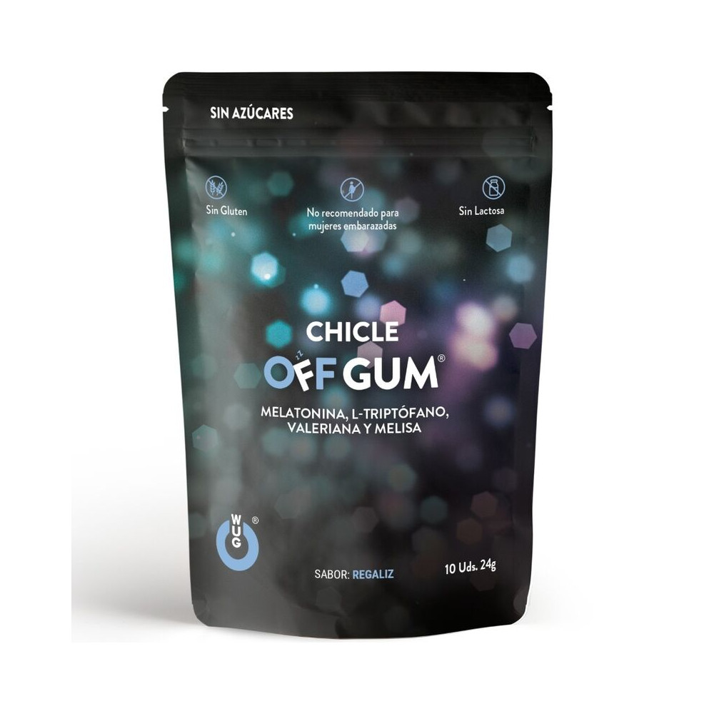 WUG GUM OFF VALERIAN, TRYPTOPHAN, LEMON BALM AND MELATONIN 10 UNITS