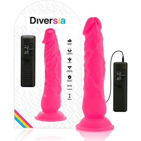 DIVERSIA FLEXIBLE VIBRATING DILDO 21 CM - PINK