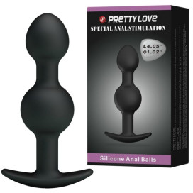 PRETTY LOVE - BOLAS ANALES SILICONA ESTIMULACION ESPECIAL 10.3 CM - NEGRO