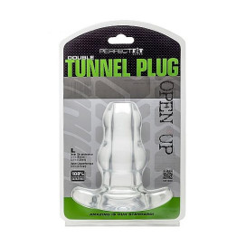 PERFECT FIT DOUBLE TUNNEL PLUG XL LARGE - TRANSPARENT