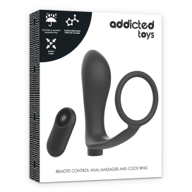 ADDICTED TOYS ANNEAU PÉNIS AVEC TELECOMMANDE ANAL PLUG NOIR RECHARGEABLE