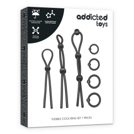 ADDICTED TOYS FLEXIBLE SILICONE COCK RING SET 7 PIECES