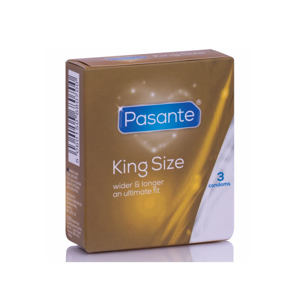 PASANTE PRESERVATIVOS KING MÁS LARGOS Y ANCHOS  3 UNIDADES