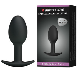 PRETTY LOVE ERGONOMIC SILICONE ANAL PLUG ANCHOR DESIGN 6.5 CM BLACK