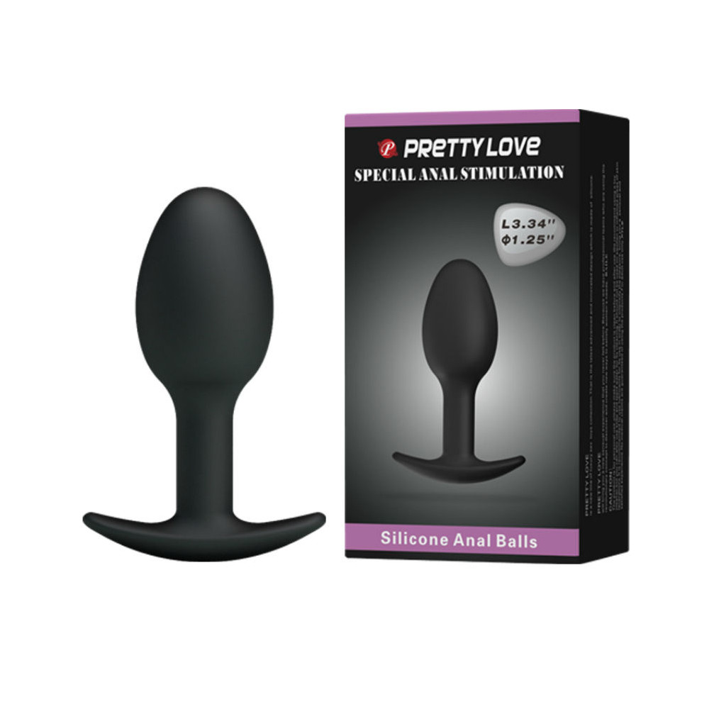 PRETTY LOVE ERGONOMIC SILICONE ANAL PLUG ANCHOR DESIGN 6.5 CM BLACK