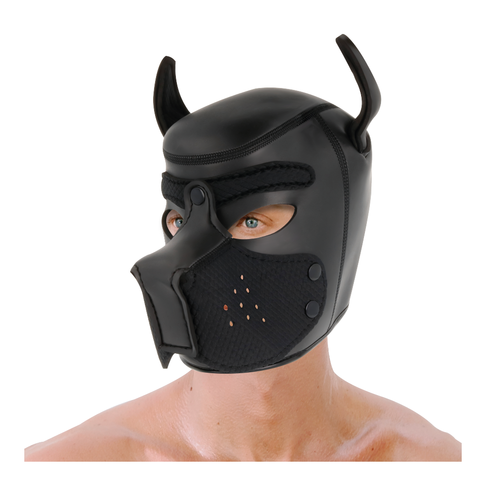 DARKNESS NEOPRENE DOG HOOD WITH REMOVABLE MUZZLE L