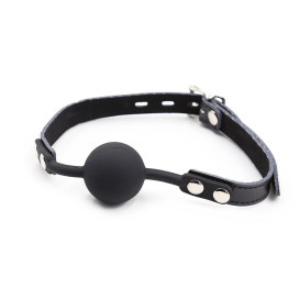 OHMAMA FETISH BALL GAG EN SILICONE AVEC CEINTURE EN CUIR