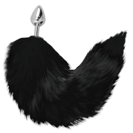 DARKNESS BLACK TAIL BUTT PLUG SILVER 8CM