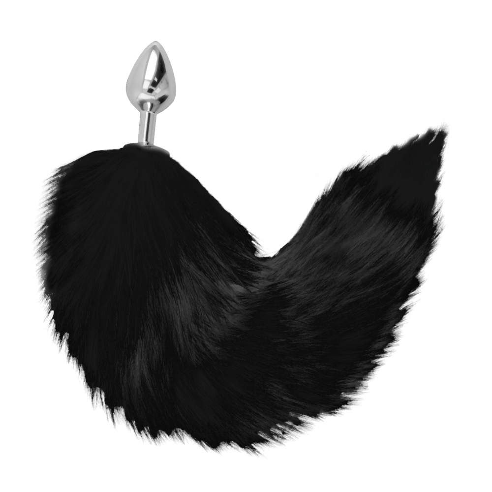 DARKNESS BLACK TAIL BUTT PLUG SILVER 8CM