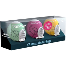 SATISFYER 3 OEUFS MASTURBATEUR - RIFFLE, BUBBLE  FIERCE