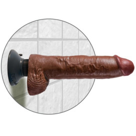 DILDO VIBRADOR KING COCK CON TESTICULOS 25.5 CM COLOR MARRON