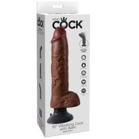 DILDO VIBRADOR KING COCK CON TESTICULOS 25.5 CM COLOR MARRON