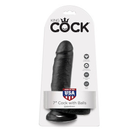 KING COCK 7" PENE REALISTICO NEGRO 17.8CM