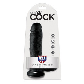 KING COCK 8" PENE REALISTICO NEGRO 20.3CM