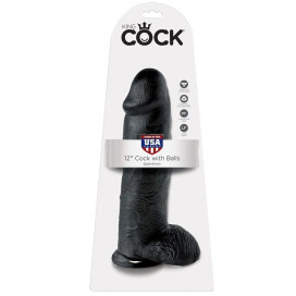 KING COCK 12" PENE REALISTICO NEGRO 30.48 CM