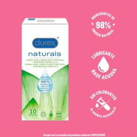 DUREX NATURALS PRÉSERVATIFS MINCE LUBRIFIANT NATUREL 10 UNITÉS