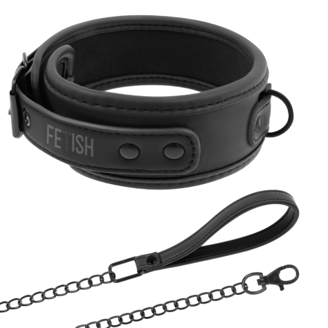 FETISH SUBMISSIVE COLLAR CON CADENA CON FORRO DE NOPRENO