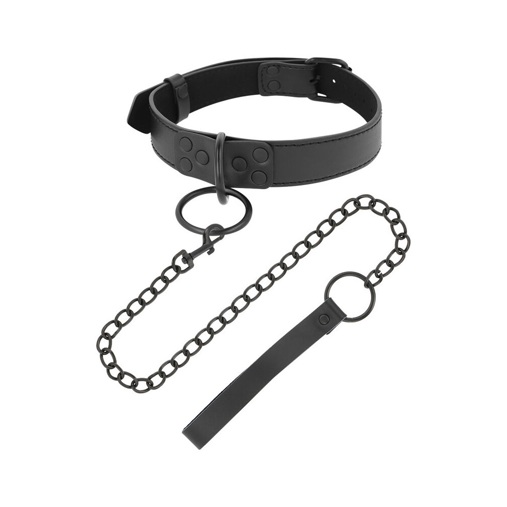 DARKNESS THIN BLACK FULL COLLAR WITH LEASH