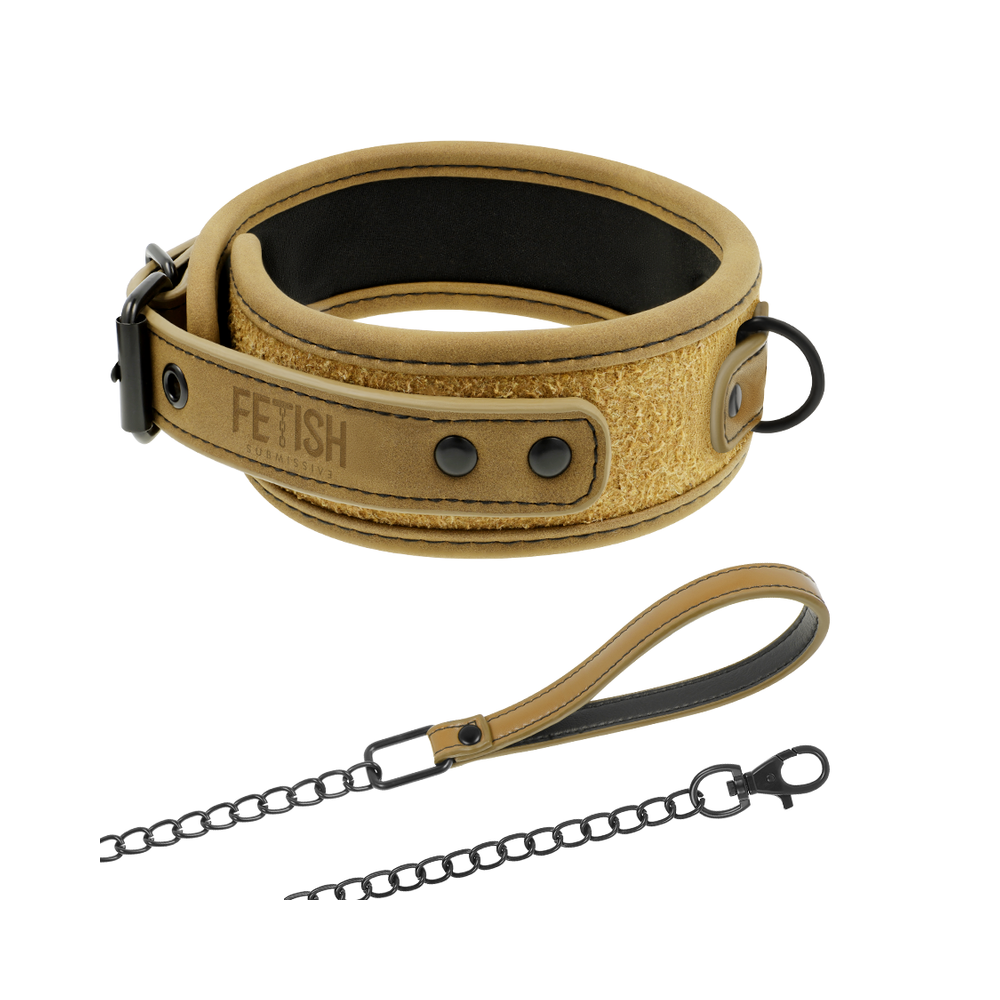 FETISH SUBMISSIVE ORIGEN COLLAR CON CADENA CON FORRO DE NEOPRENO