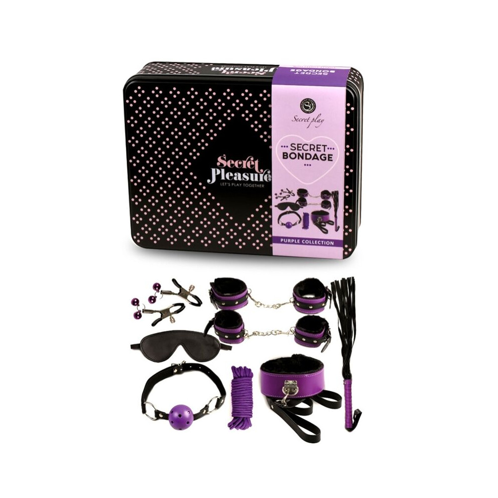 SECRETPLAY BDSM SET 8PCS LILA / NEGRO