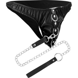 DARKNESS BLACK UNDERPANTS WITH LEASH