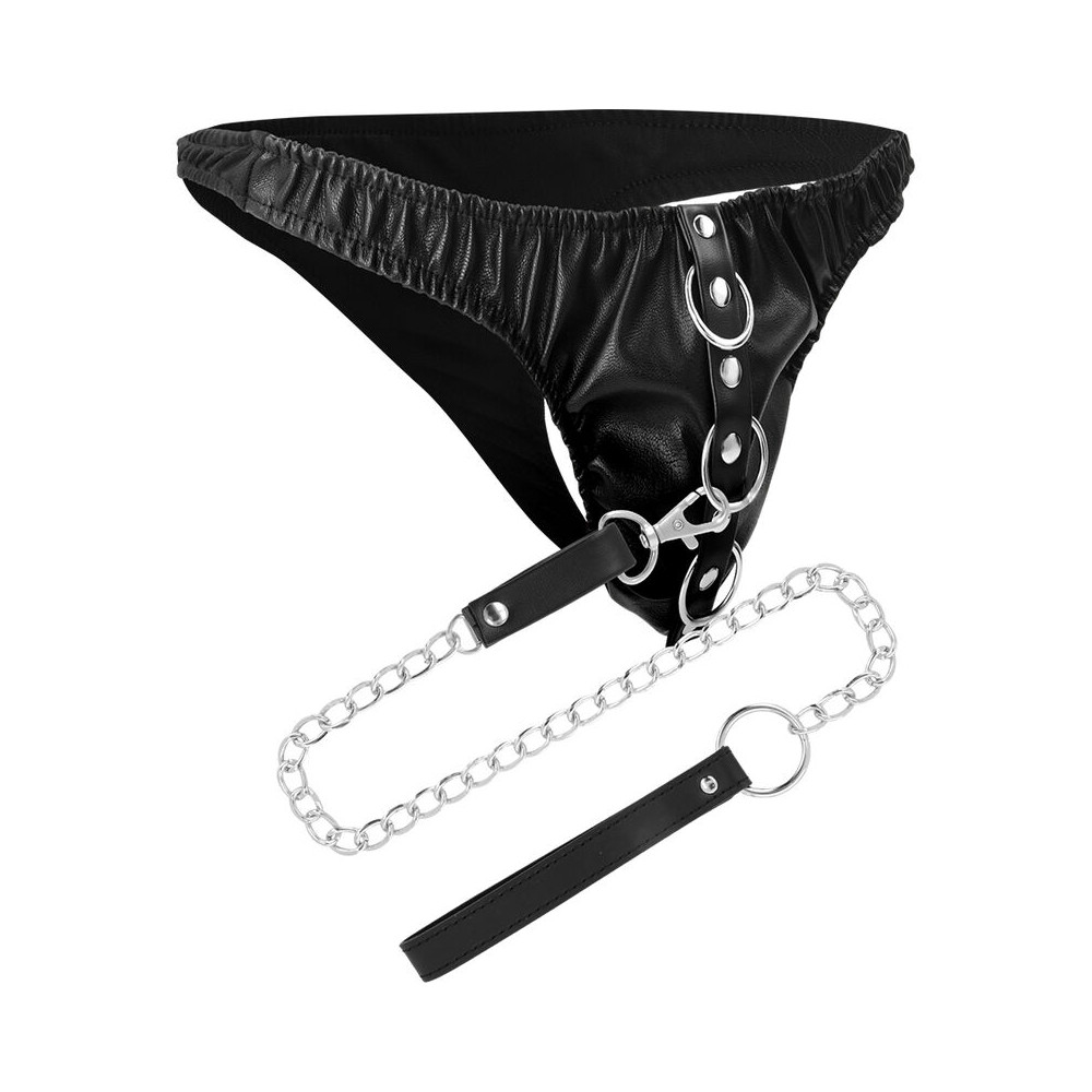 DARKNESS BLACK UNDERPANTS WITH LEASH