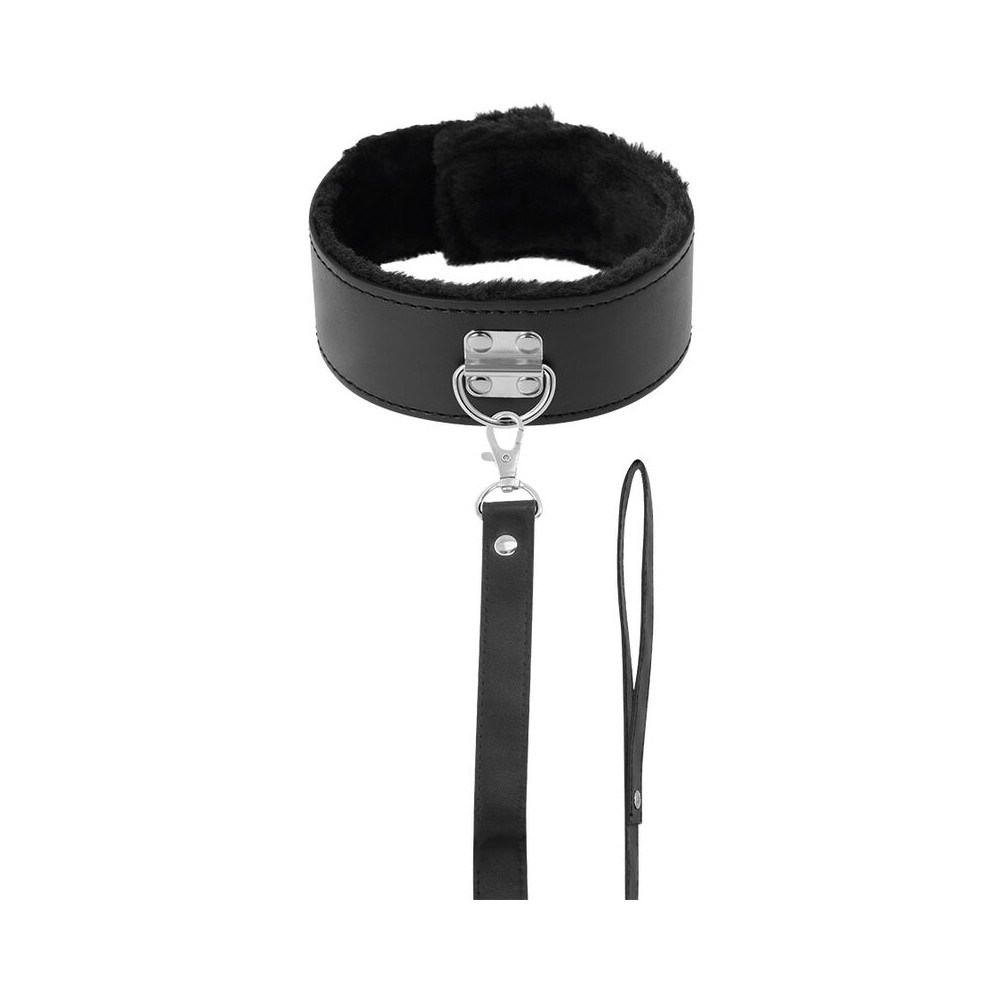 DARKNESS COLLAR WITH LEASH TITANIUM