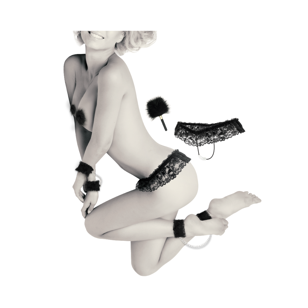 COQUETTE CHIC DESIRE LACE BONDAGE SET DELUXE NOIR