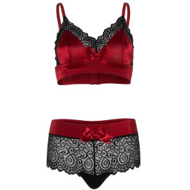 LEG AVENUE 2 PIECES SET NOIR ET ROUGE L / XL