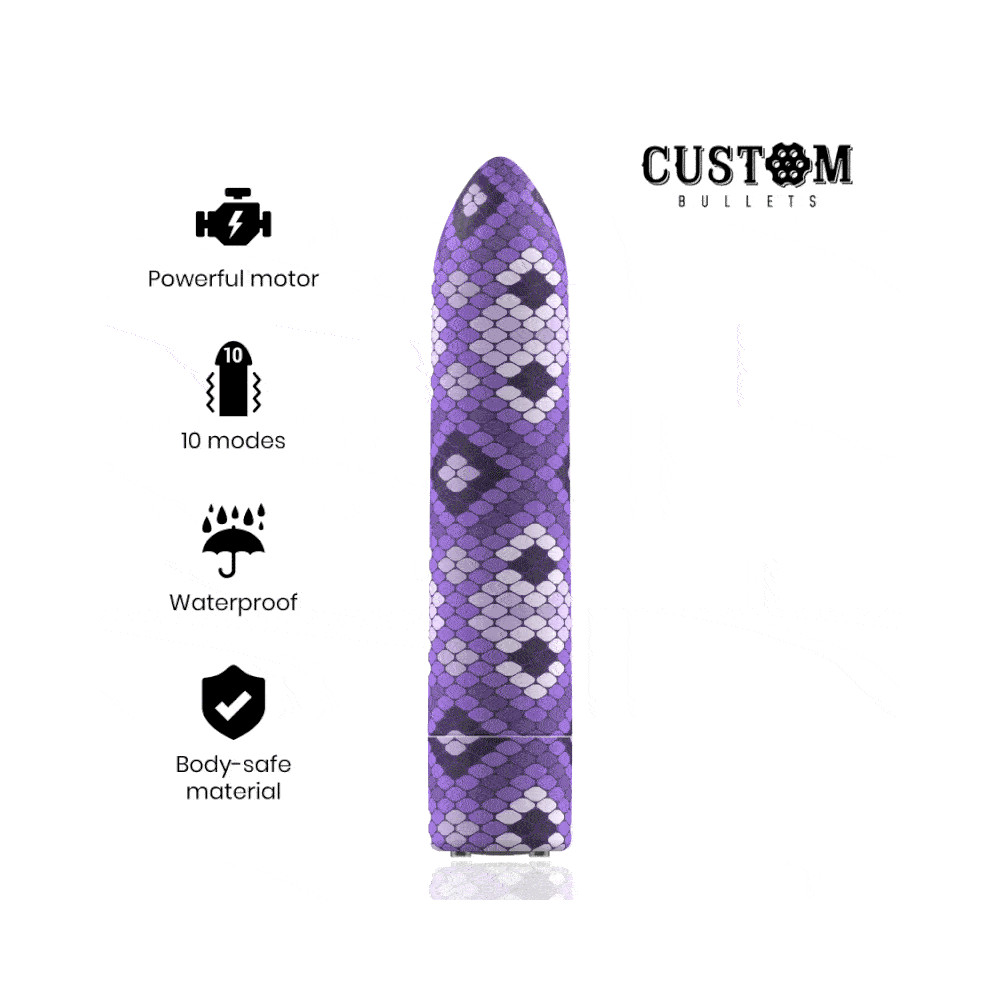 CUSTOM BULLETS RECHARGEABLE SNAKE PURPLE MAGNETIC BULLET 10V