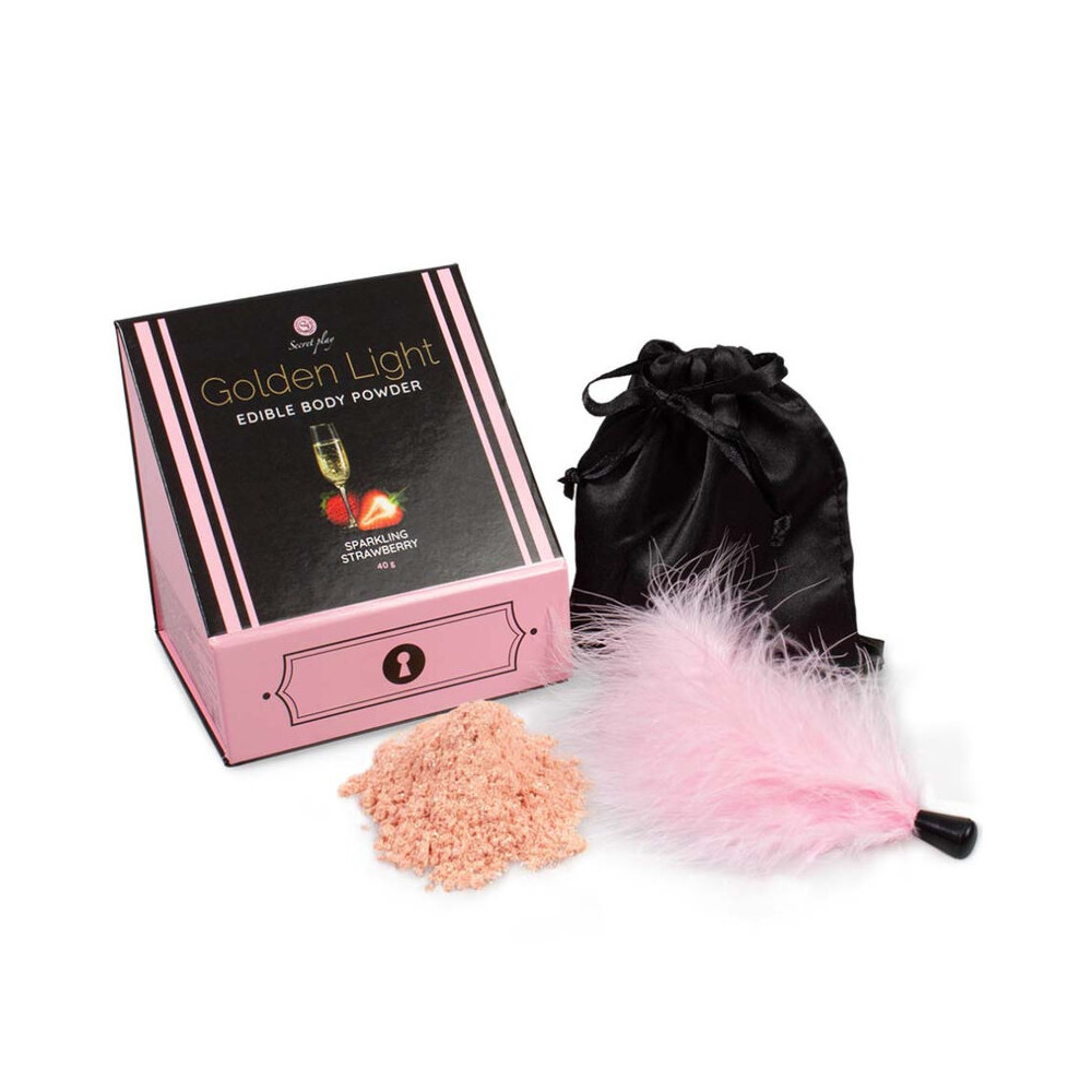 SECRETPLAY GOLDEN LIGHT KIT POUDRE ET PLUME ALIMENTAIRES FRAISE PÉTILLANTE