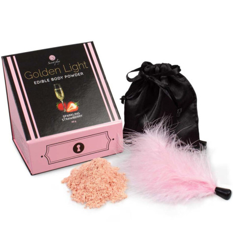 SECRETPLAY GOLDEN LIGHT KIT POUDRE ET PLUME ALIMENTAIRES FRAISE PÉTILLANTE