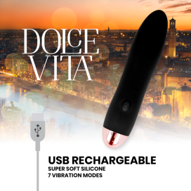 VIBRATEUR RECHARGEABLE DOLCE VITA QUATRE NOIR 7 VITESSES