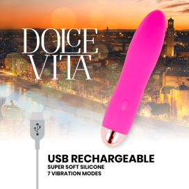 VIBRATEUR RECHARGEABLE DOLCE VITA QUATRE ROSE 7 VITESSES