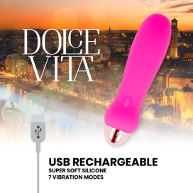 VIBRATEUR RECHARGEABLE DOLCE VITA CINQ ROSE 7 VITESSES